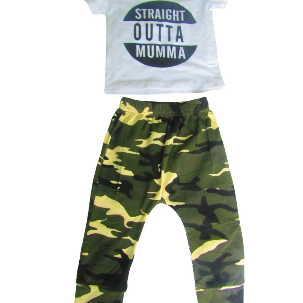 Kids Camo Pants and Graphic Tee Set